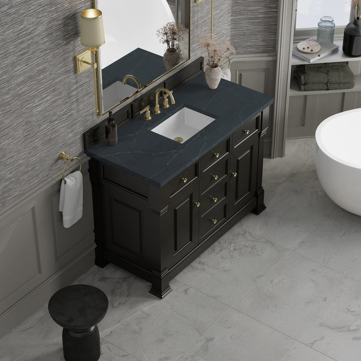 Brookfield 48" Single Vanity, Black Onyx w/3 CM Charcoal Soapstone Silestone® Top