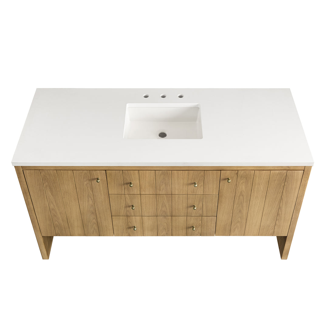 Hudson 60" Single Vanity Cabinet, Light Natural Oak