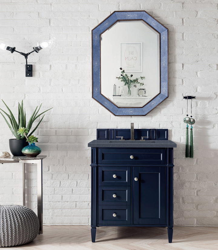 Brittany 30" Single Vanity, Victory Blue w/ 3 CM Charcoal Soapstone Silestone Top