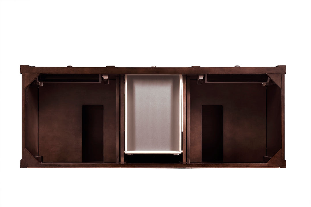 Brittany 60" Double Vanity, Burnished Mahogany w/ 3 CM Parisien Bleu Silestone Top w/FreePower Wireless Charger