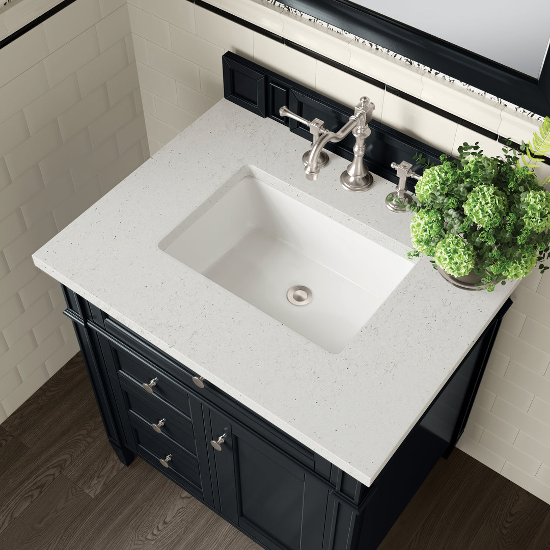 Brittany 30" Single Vanity, Black Onyx, w/ 3 CM Lime Delight Silestone Top