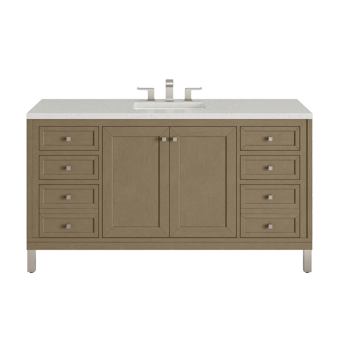 Chicago 60" Single Vanity, Walnut Whisper, w/ 3 CM Lime Delight Silestone® Top