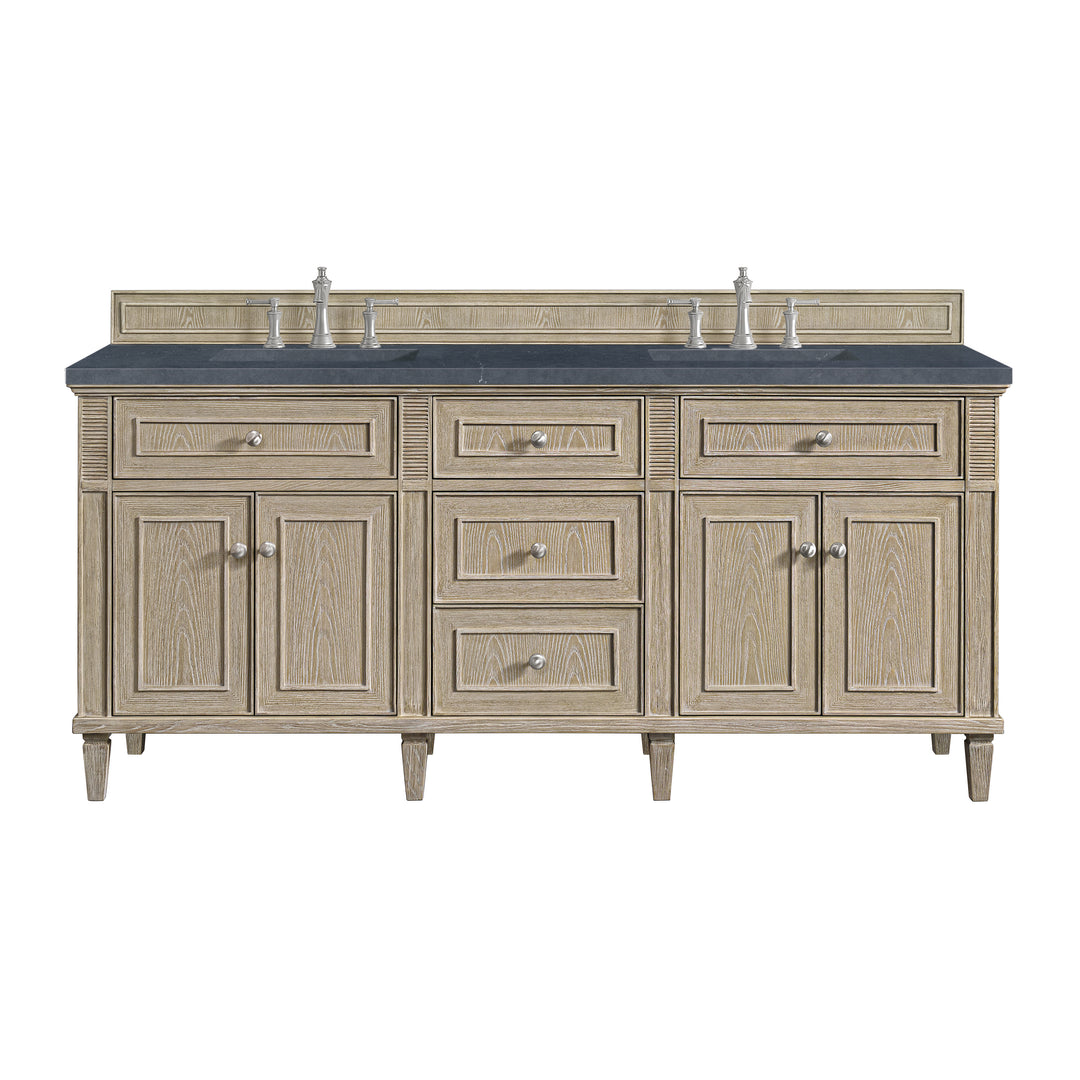 Lorelai 72" Double Vanity, Whitewashed Oak w/ 3 CM Charcoal Soapstone Silestone Top