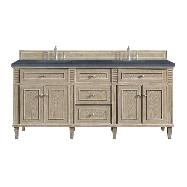 Lorelai 72" Double Vanity, Whitewashed Oak w/ 3 CM Charcoal Soapstone Silestone Top