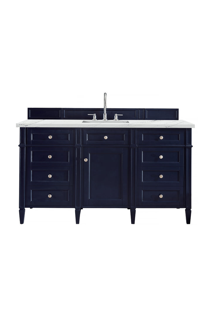 Brittany 60" Single Vanity, Victory Blue w/ 3 CM Ethereal Noctis Silestone Top