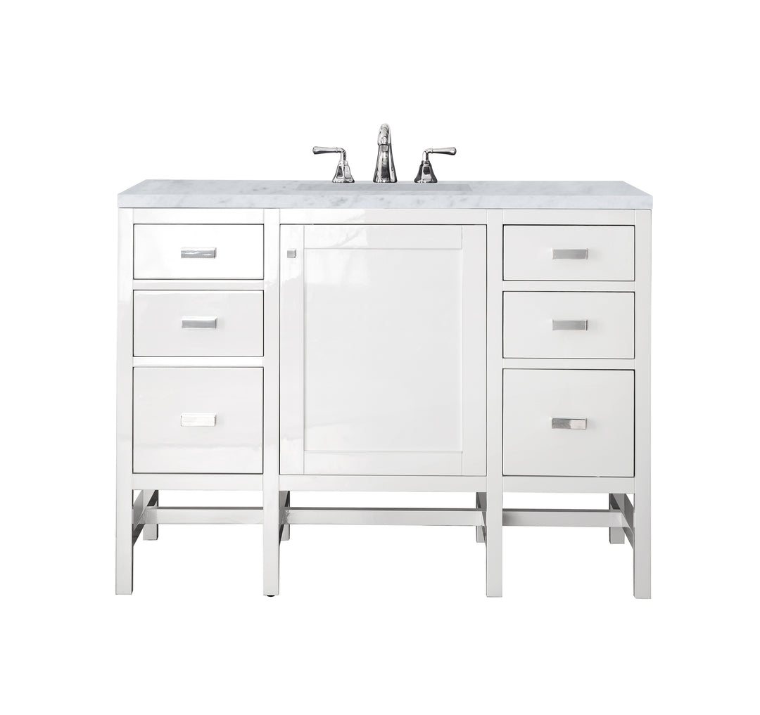 Addison 48" Single Vanity, Glossy White w/ 3 CM Carrara White Top