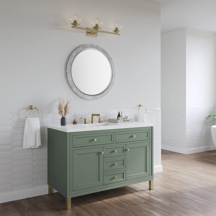 Chicago 48" Single Vanity, Smokey Celadon, w/ 3 CM White Zeus Silestone® Top