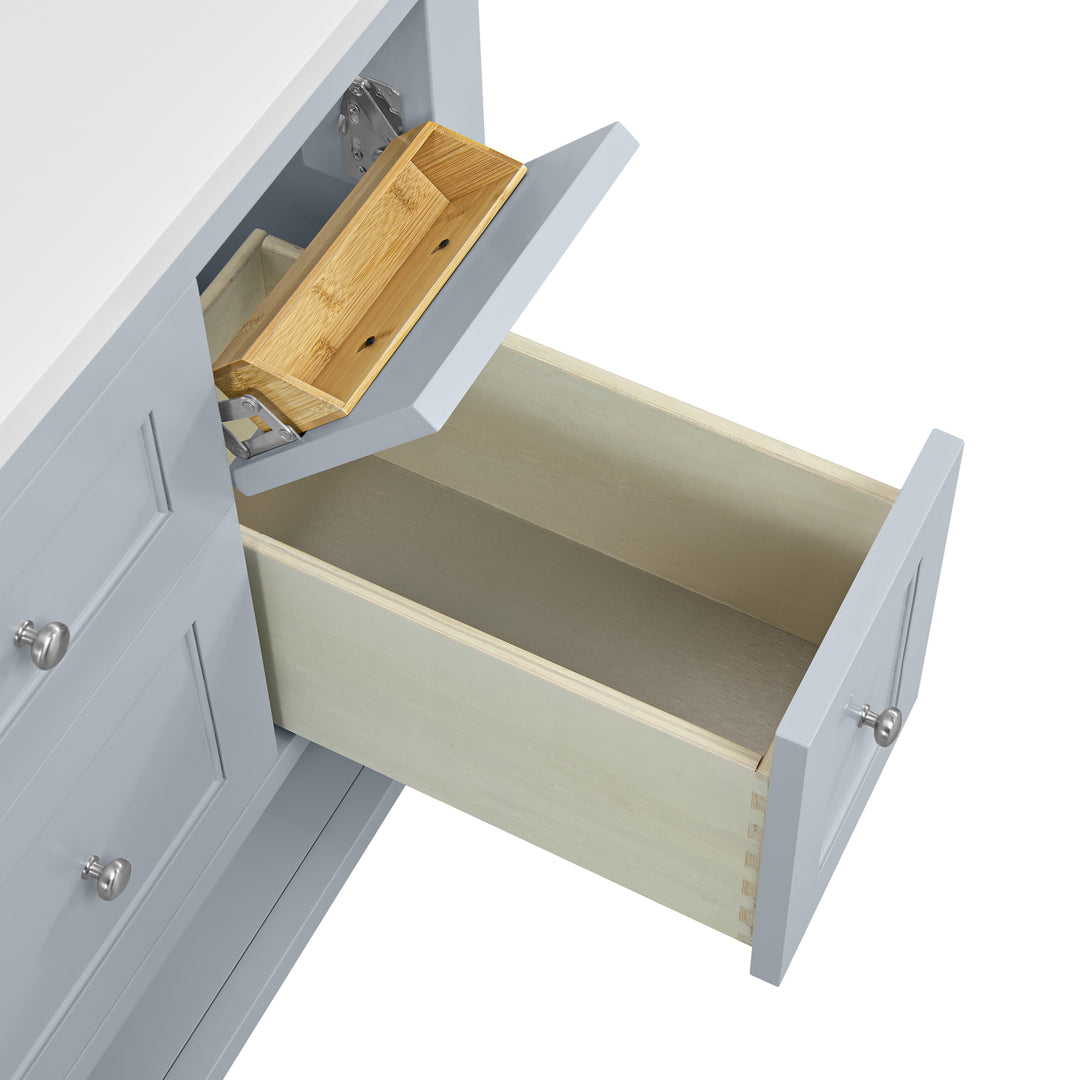 Breckenridge 36" Single Vanity, Serenity Blue, w/ Single Hole 3 CM White Zeus Quartz Top & Backsplash