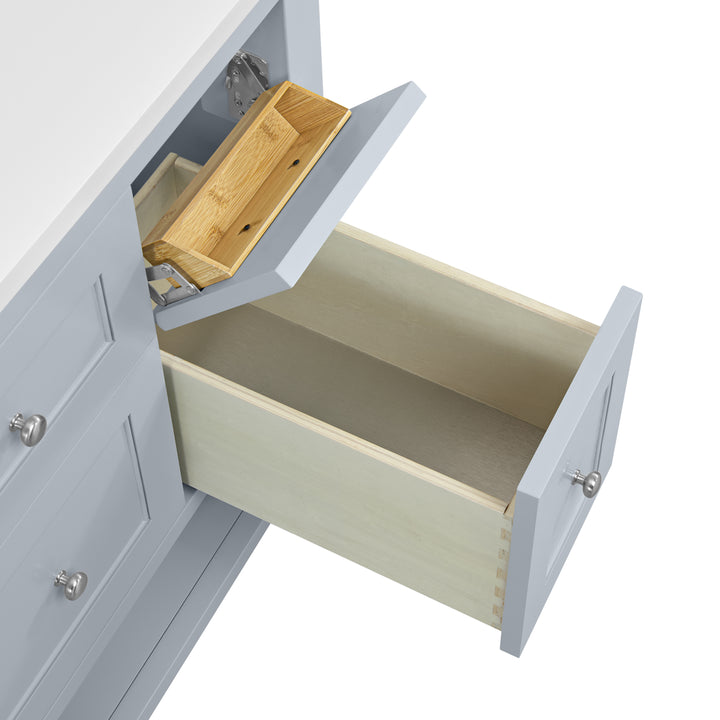 Breckenridge 36" Single Vanity, Serenity Blue, w/ Single Hole 3 CM White Zeus Quartz Top & Backsplash