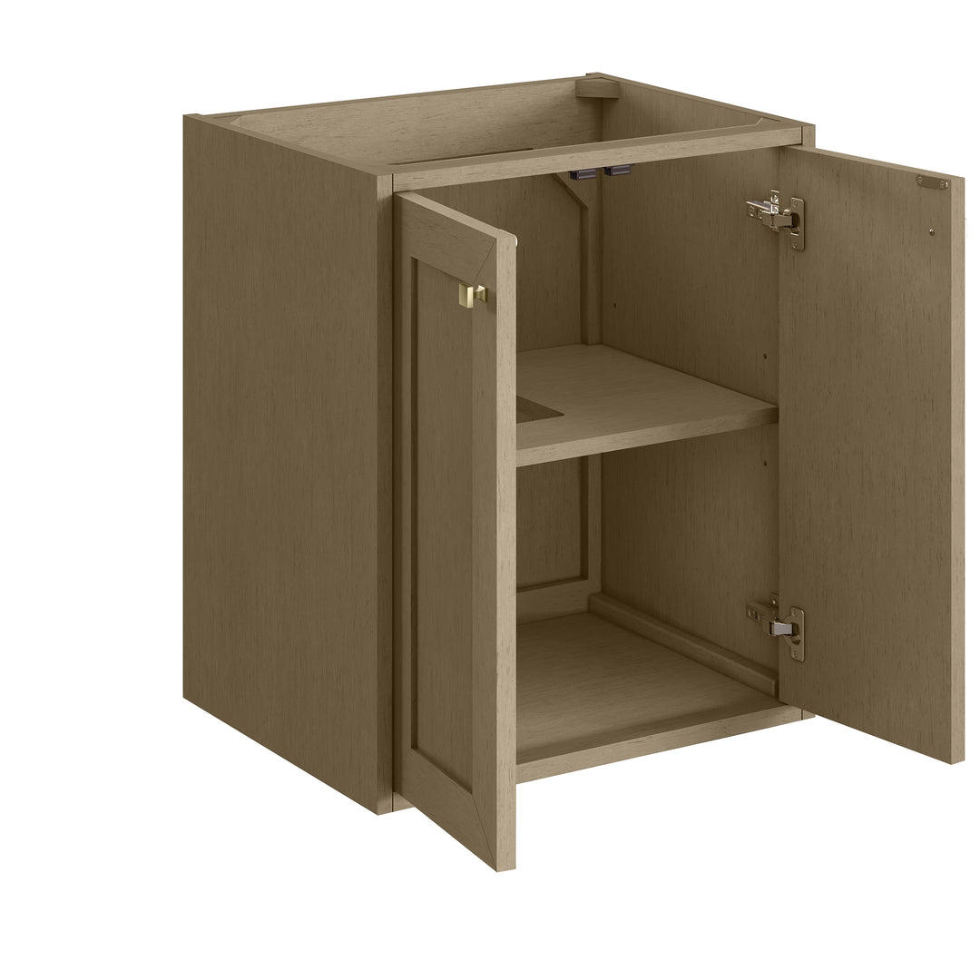 Chianti 24" Single Vanity, Walnut Whisper, Champagne Brass, w/ White Glossy Composite Stone Top