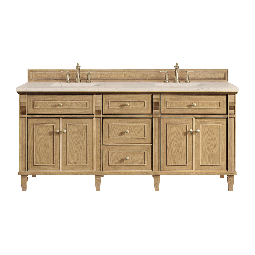 Lorelai 72" Double Vanity, Light Natural Oak w/ 3 CM Eternal Marfil Silestone Top