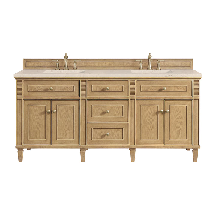 Lorelai 72" Double Vanity, Light Natural Oak w/ 3 CM Eternal Marfil Silestone Top