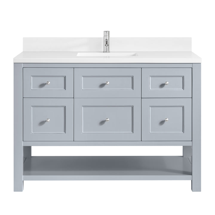 Breckenridge 48" Single Vanity, Serenity Blue, w/ Single Hole 3 CM White Zeus Quartz Top & Backsplash