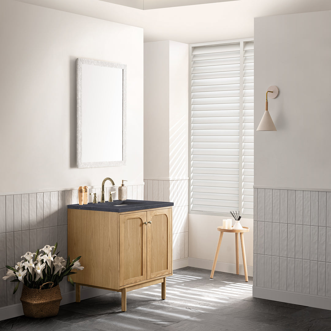 Laurent 30" Single Vanity, Light Natural Oak w/ 3 CM Charcoal Soapstone Top