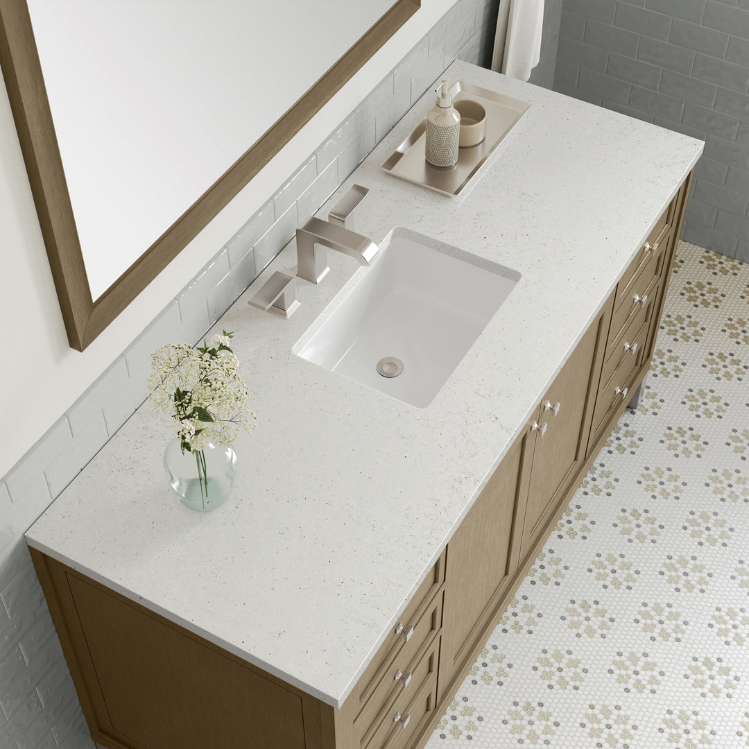 Chicago 60" Single Vanity, Walnut Whisper, w/ 3 CM Lime Delight Silestone® Top