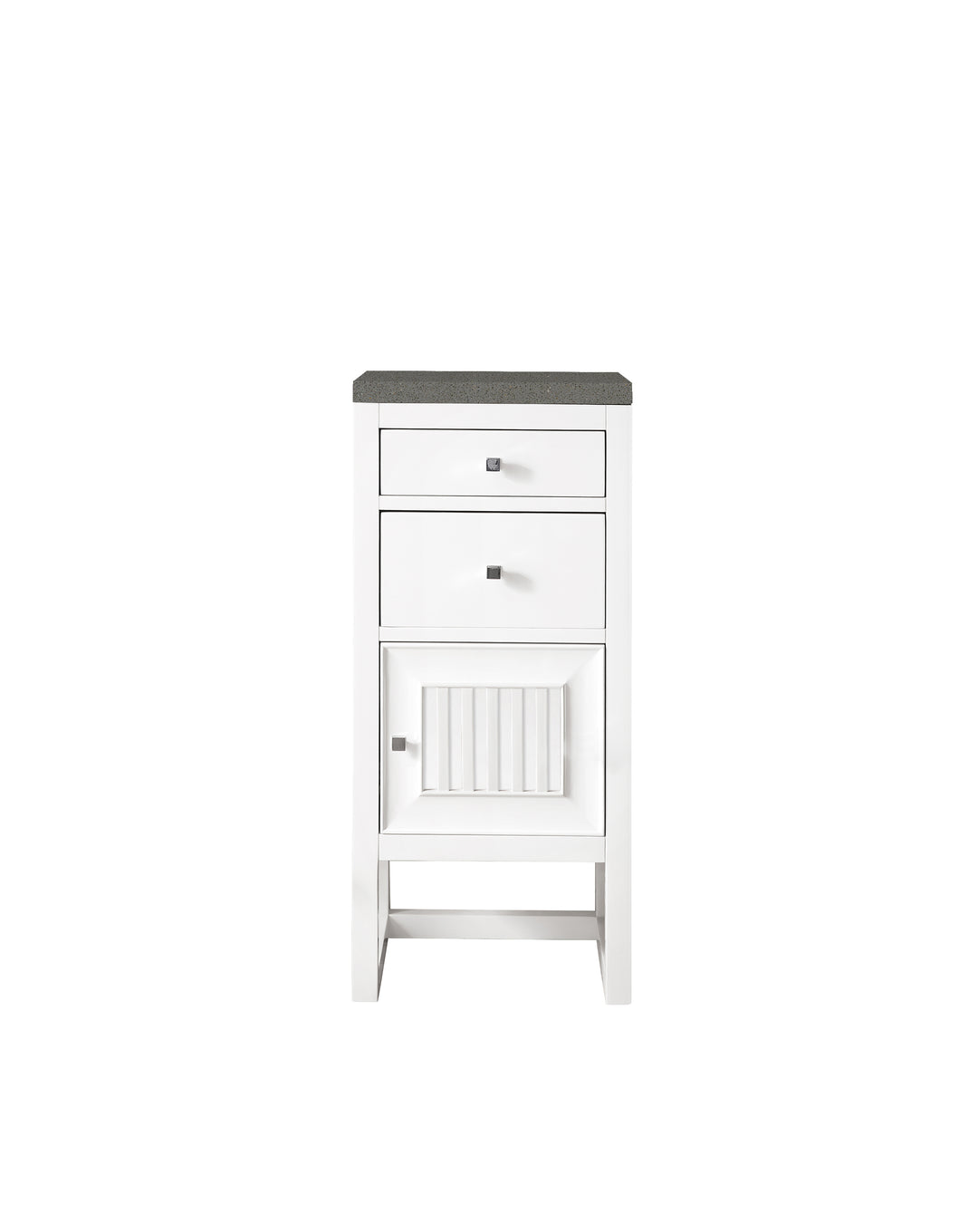 Athens 15" Base Cabinet w/ Drawers and Right Door, Glossy White w/ 3 CM Grey Expo Silestone Top