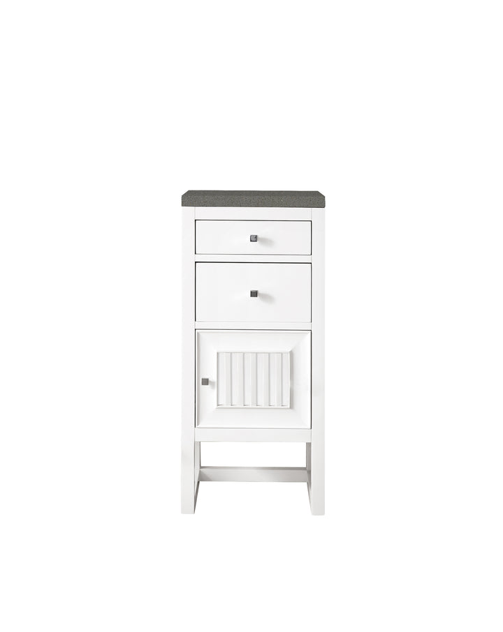 Athens 15" Base Cabinet w/ Drawers and Right Door, Glossy White w/ 3 CM Grey Expo Silestone Top
