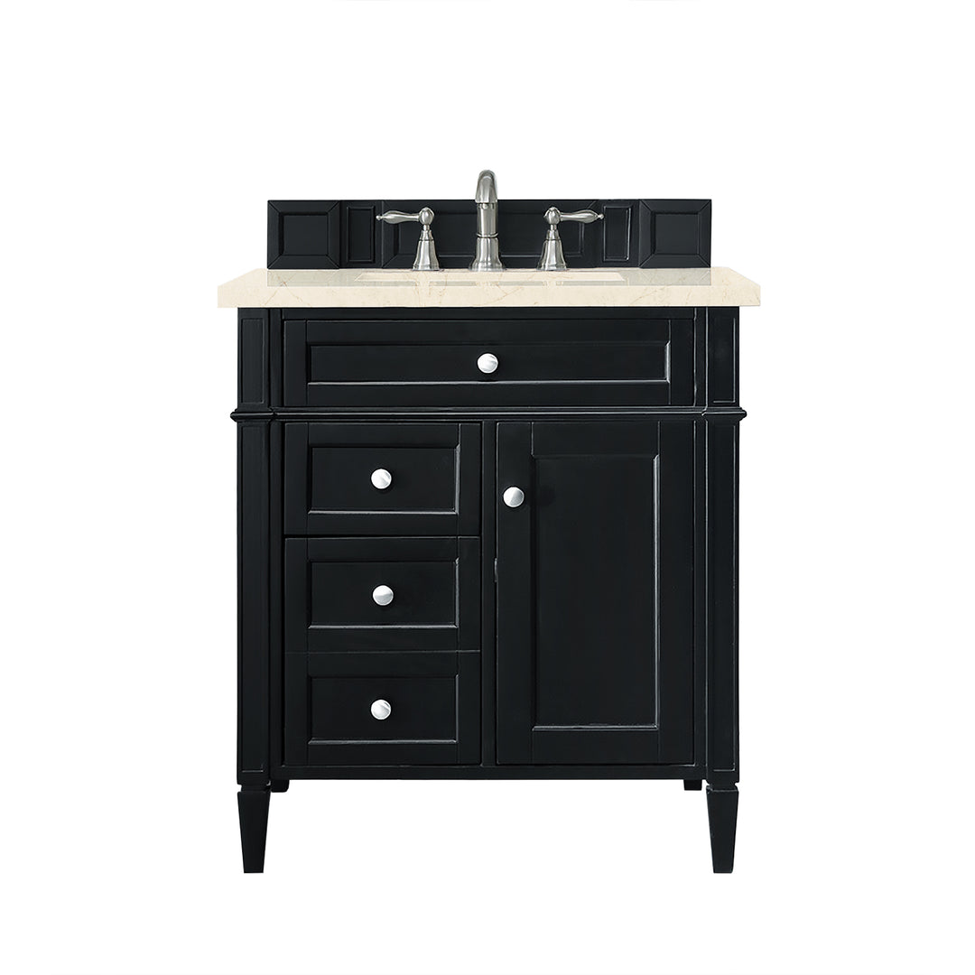 Brittany 30" Single Vanity, Black Onyx, w/ 3 CM Eternal Marfil Silestone Top