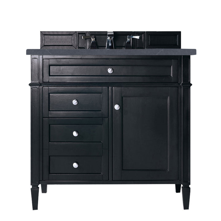 Brittany 36" Single Vanity, Black Onyx w/ 3 CM Charcoal Soapstone Silestone Top