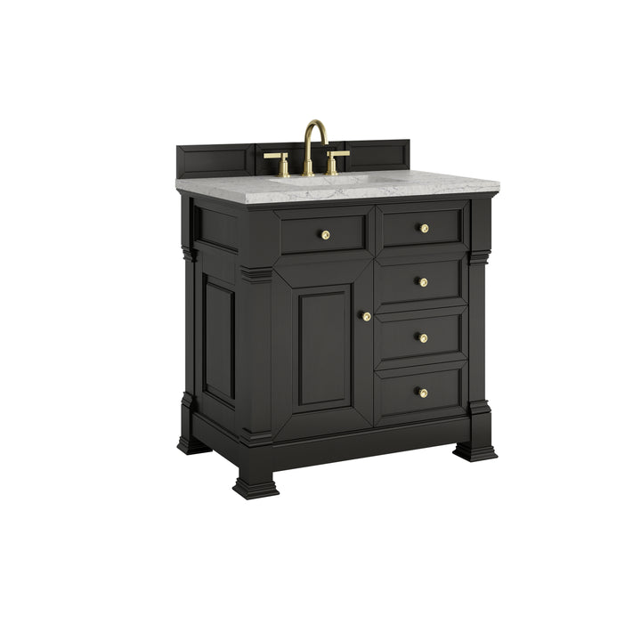 Brookfield 36" Single Vanity, Black Onyx w/ 3 CM Eternal Jasmine Pearl Silestone® Top
