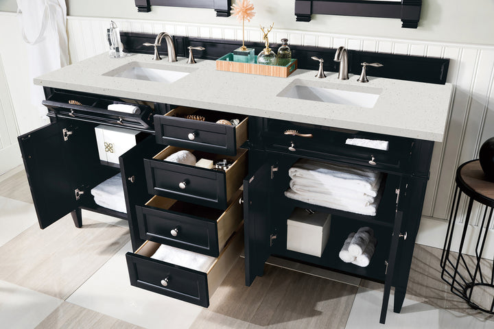 Brittany 72" Double Vanity, Black Onyx w/ 3 CM Lime Delight Silestone Top