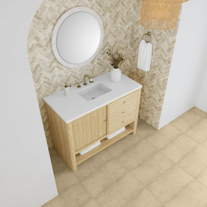 Marigot 48" Single Vanity, Sunwashed Oak w/ 3 CM White Zeus Silestone Top