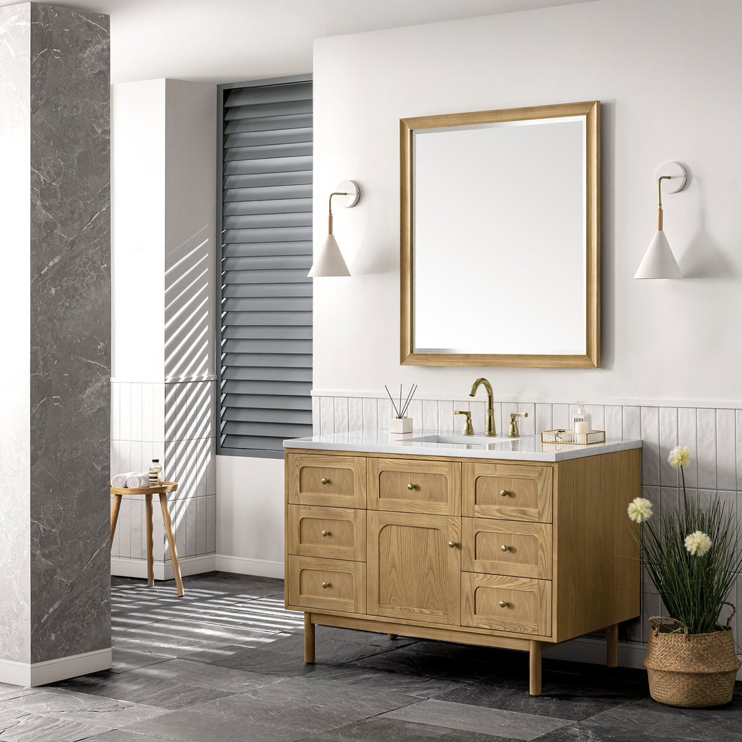 Laurent 48" Single Vanity, Light Natural Oak w/ 3 CM Arctic Fall Top