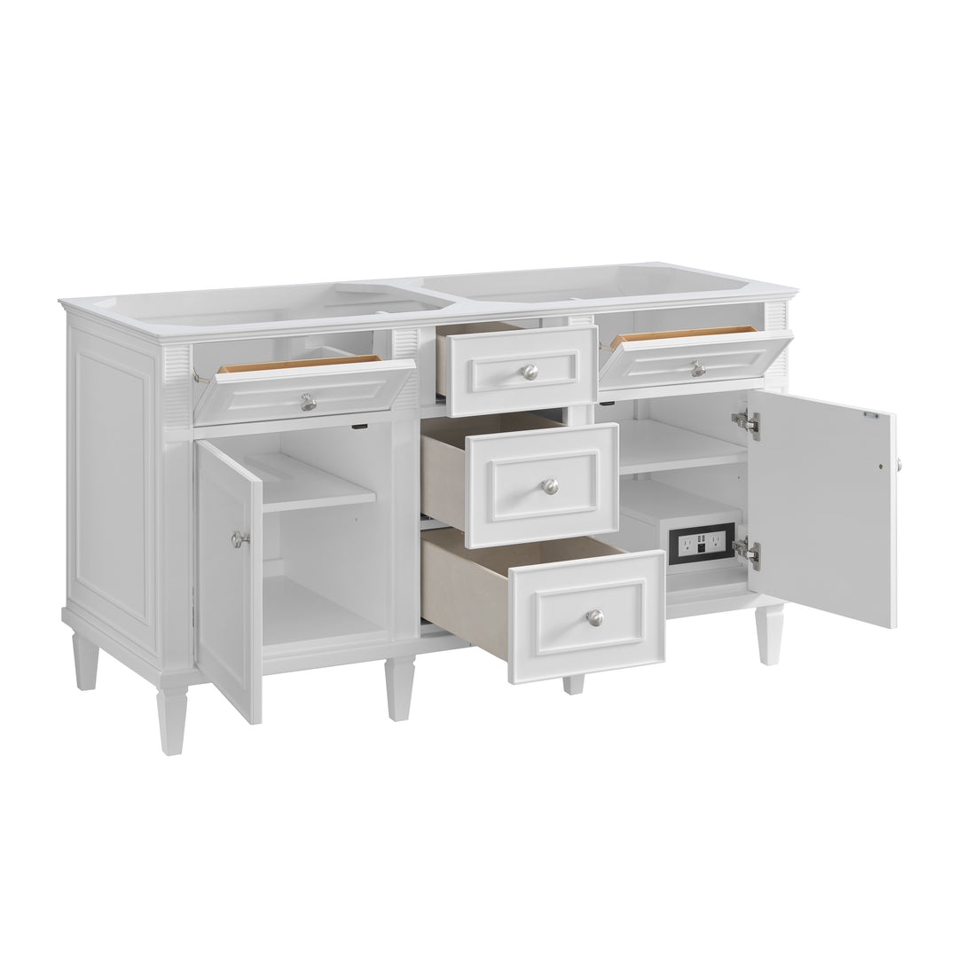 Lorelai 60" Double Vanity, Bright White w/ 3 CM Parisien Bleu Silestone Top