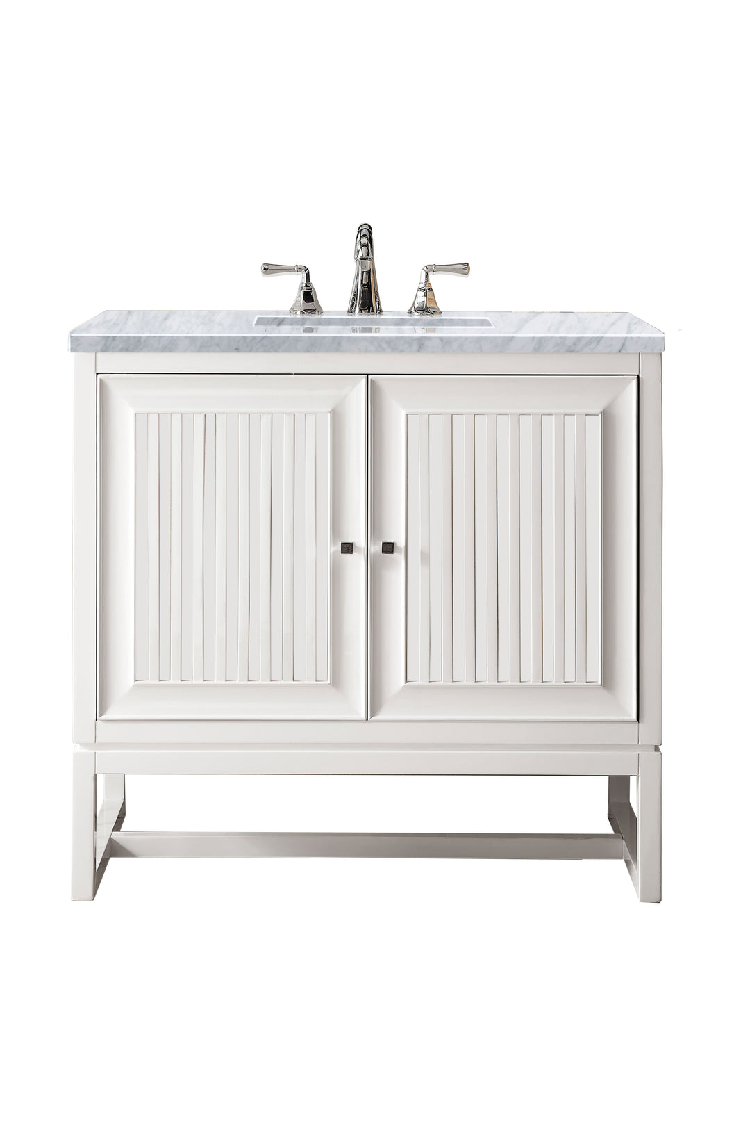 Athens 36" Single Vanity, Glossy White w/ 3 CM Carrara White Top