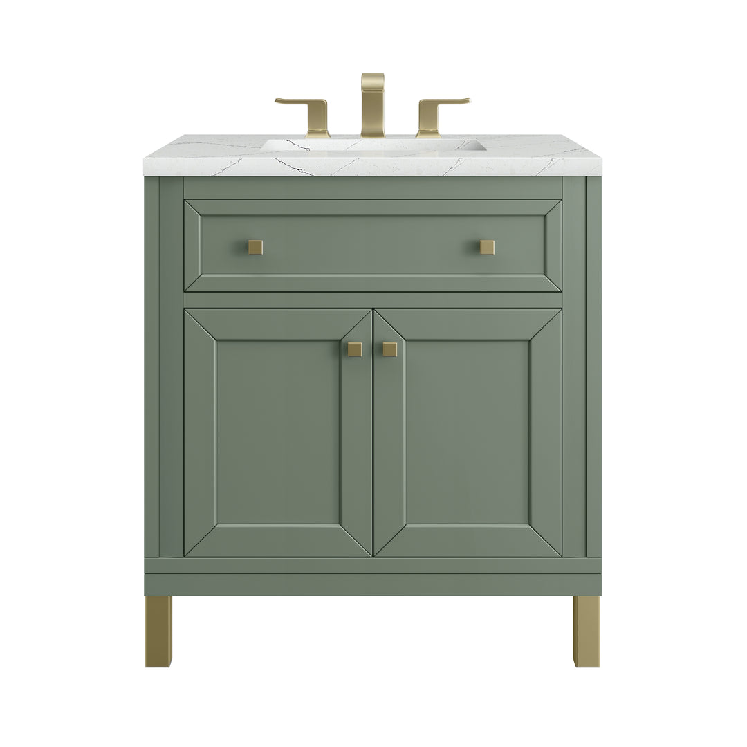 Chicago 30" Single Vanity, Smokey Celadon, w/ 3 CM Ethereal Noctis Silestone® Top