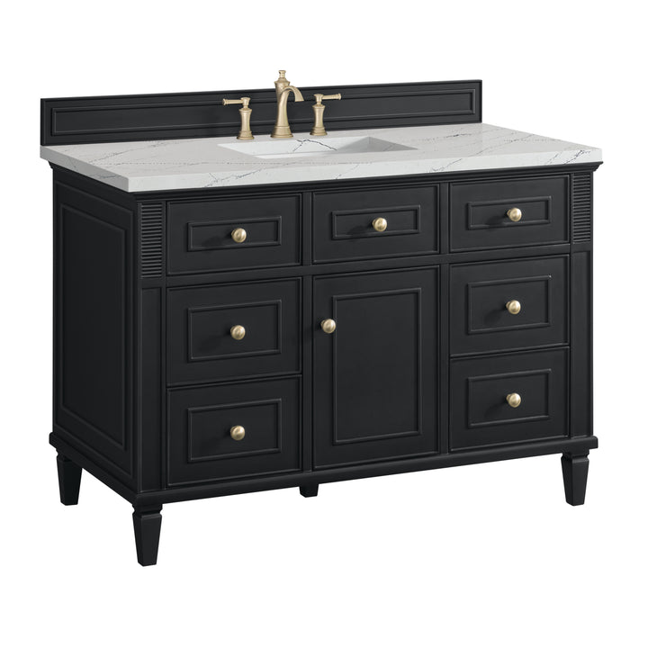 Lorelai 48" Single Vanity, Black Onyx w/ 3 CM Ethereal Noctis Silestone Top w/FreePower Wireless Charger