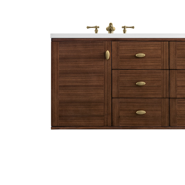 Amberly 60" Double Vanity Cabinet, Mid-Century Walnut