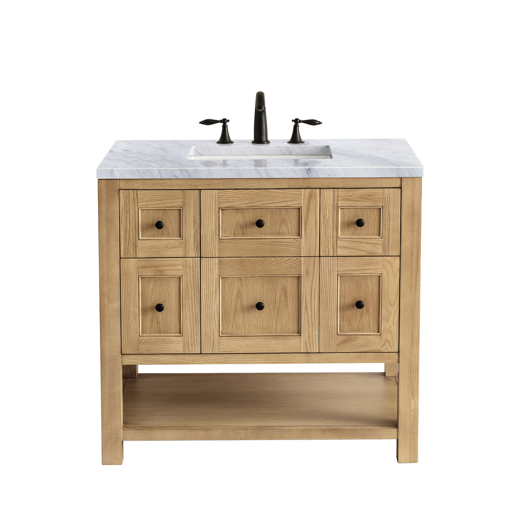Breckenridge 36" Single Vanity, Light Natural Oak w/ 3 CM Carrara Marble Top