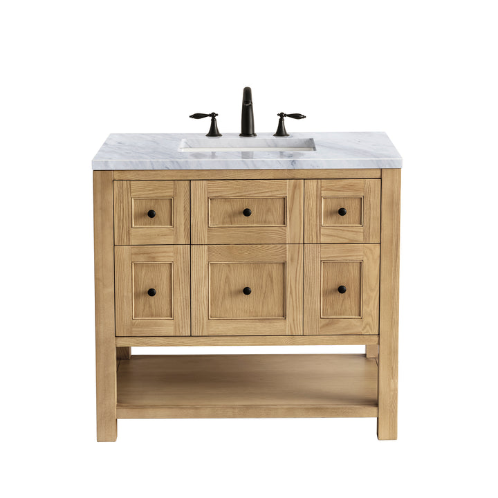 Breckenridge 36" Single Vanity, Light Natural Oak w/ 3 CM Carrara Marble Top