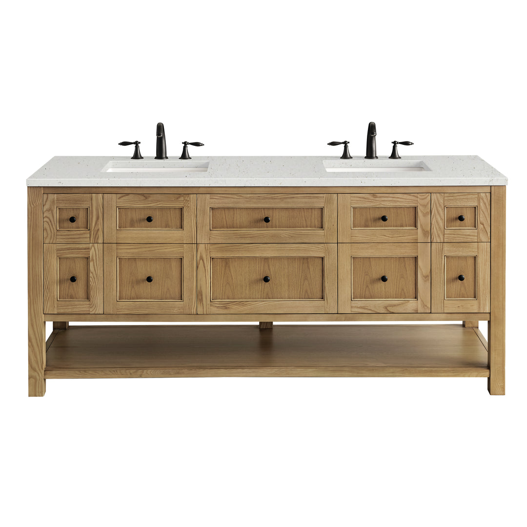 Breckenridge 72" Double Vanity, Light Natural Oak w/ 3 CM Lime Delight Top