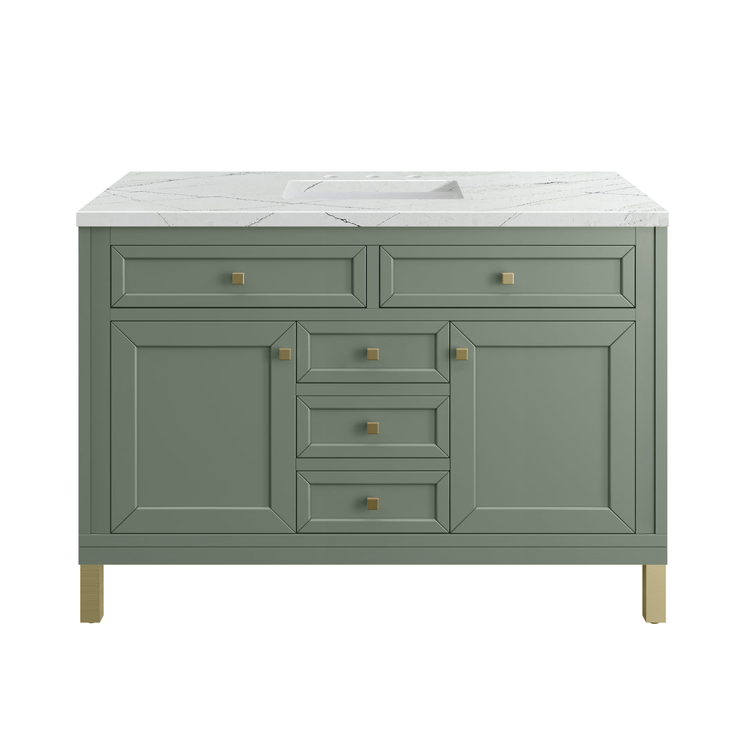 Chicago 48" Single Vanity, Smokey Celadon, w/ 3 CM Ethereal Noctis Silestone® Top w/FreePower Wireless Charger