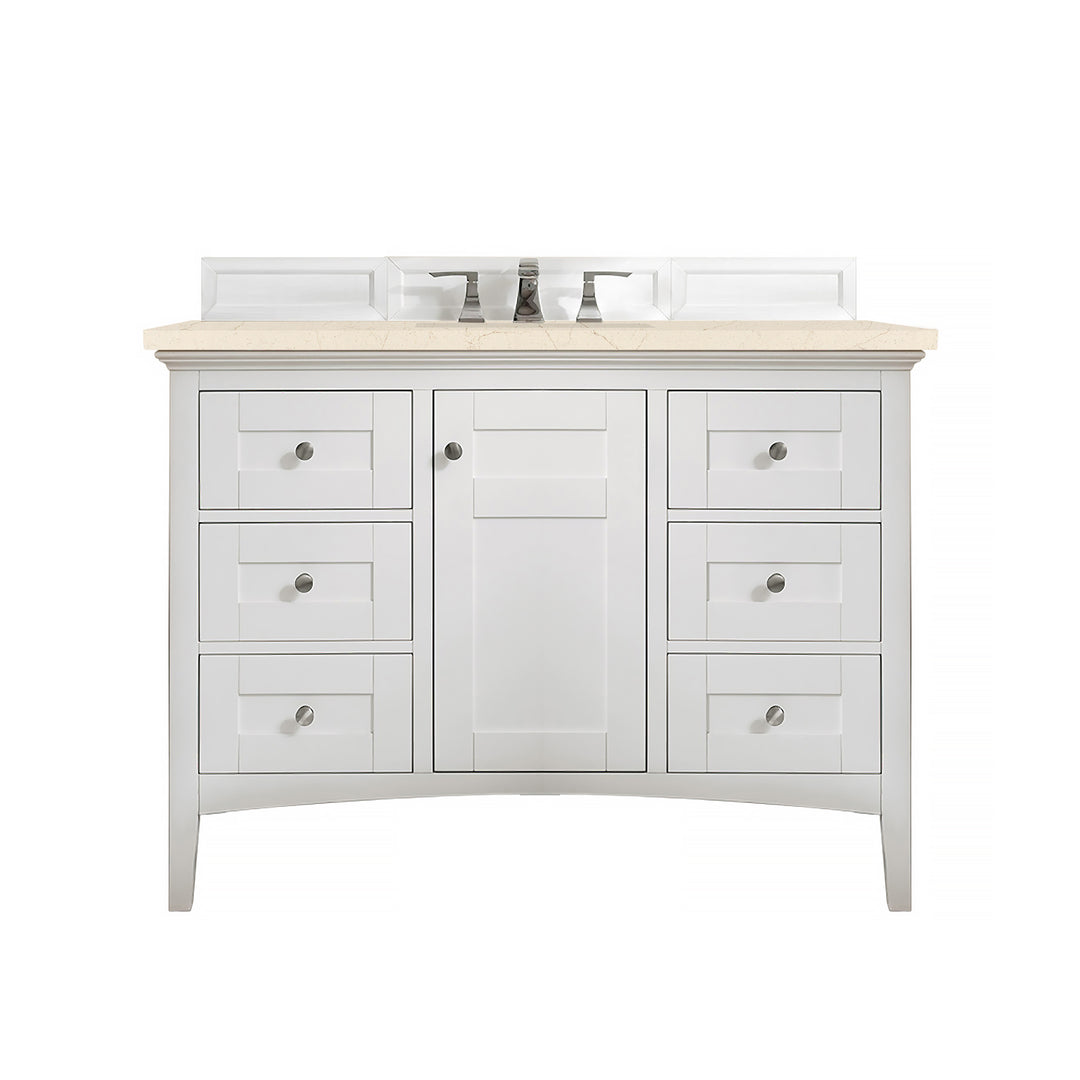 Palisades 48" Single Vanity, Bright White w/ 3 CM Eternal Marfil Silestone Top