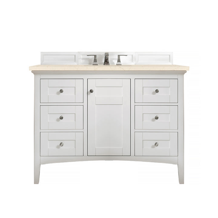 Palisades 48" Single Vanity, Bright White w/ 3 CM Eternal Marfil Silestone Top