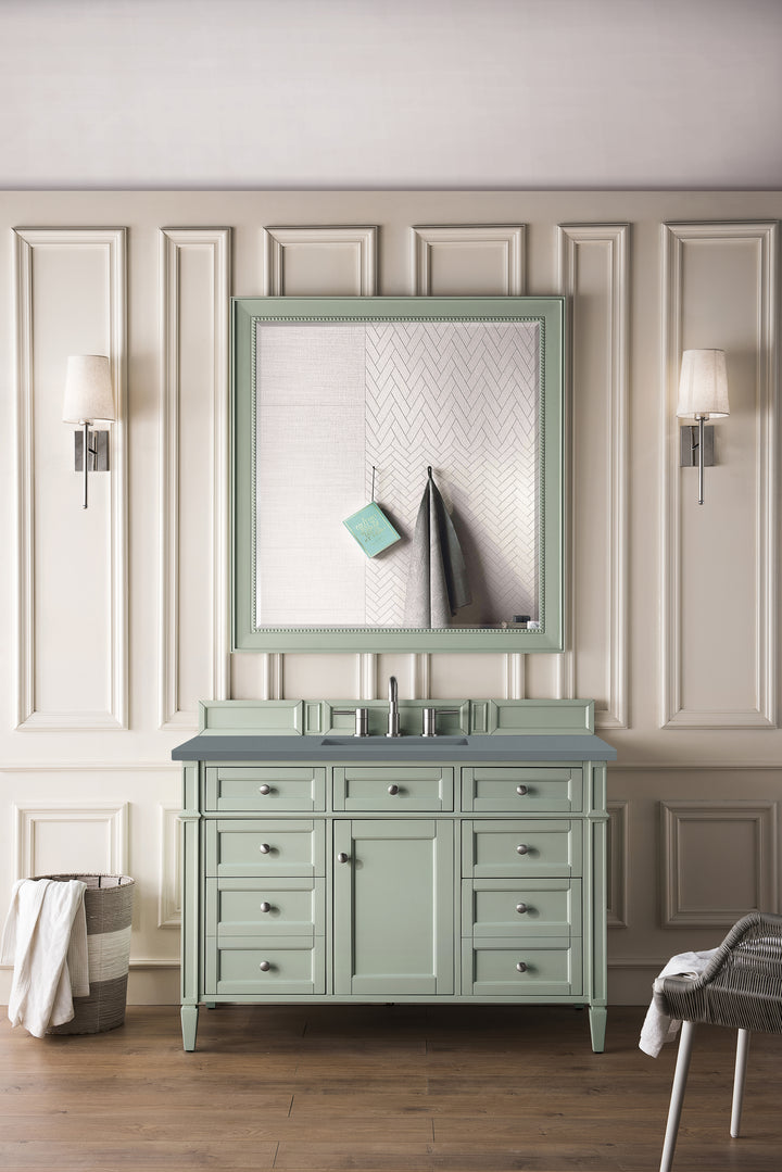 Brittany 48" Single Vanity, Sage Green w/ 3 CM Cala Blue Silestone Top