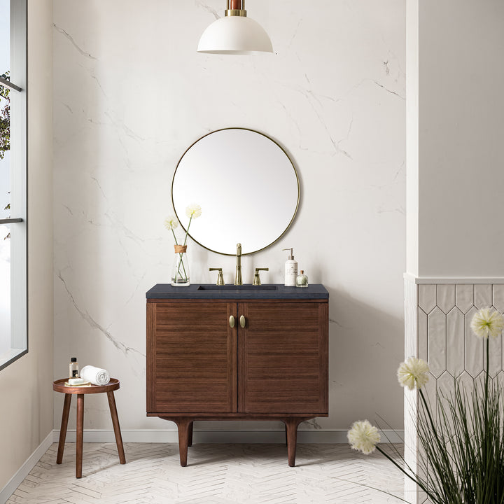 Amberly 36" Single Vanity Cabinet, Mid-Century Walnut