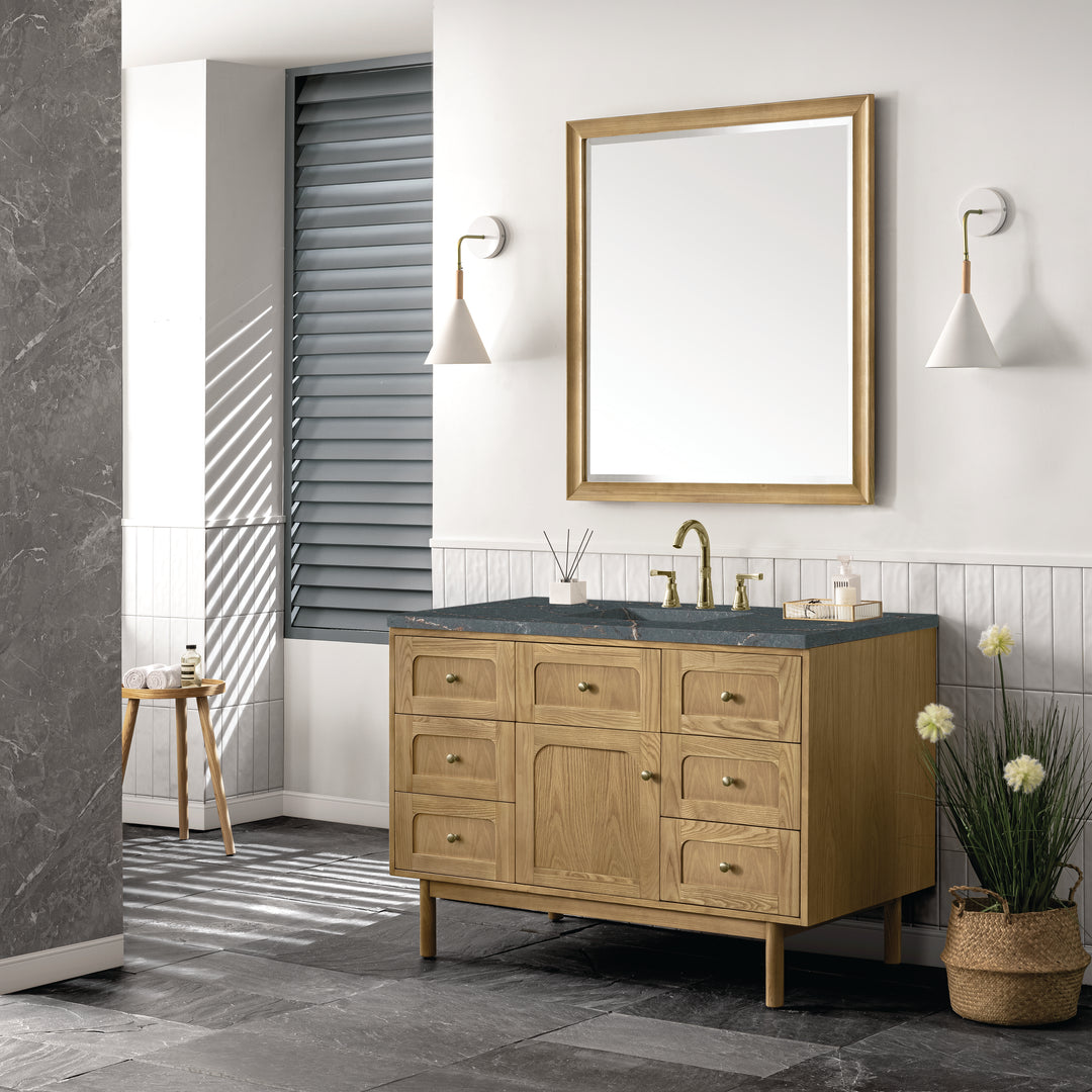 Laurent 48" Single Vanity, Light Natural Oak w/ 3 CM Parisien Bleu Top