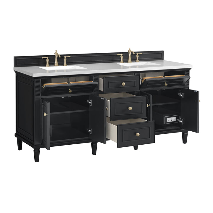 Lorelai 72" Double Vanity, Black Onyx w/ 3 CM White Zeus Silestone Top