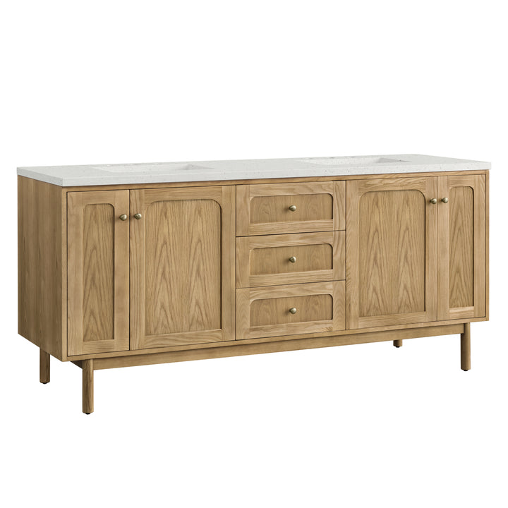 Laurent 72" Double Vanity, Light Natural Oak w/ 3 CM Lime Delight Top