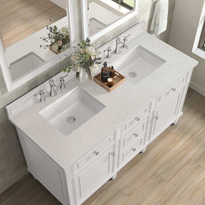 Lorelai 60" Double Vanity, Bright White w/ 3 CM Lime Delight Silestone Top