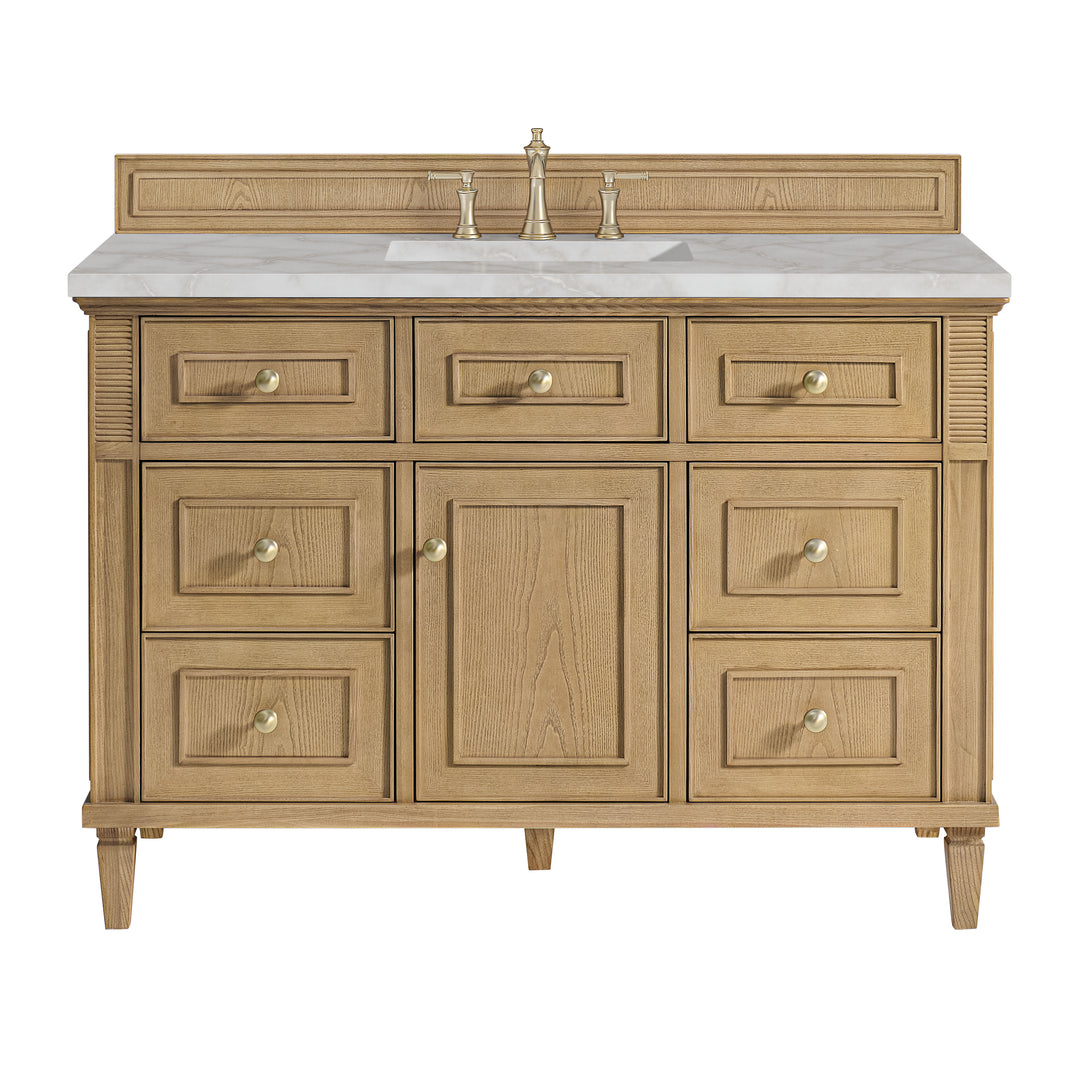 Lorelai 48" Single Vanity, Light Natural Oak w/ 3 CM Victorian Silver Silestone Top w/FreePower Wireless Charger