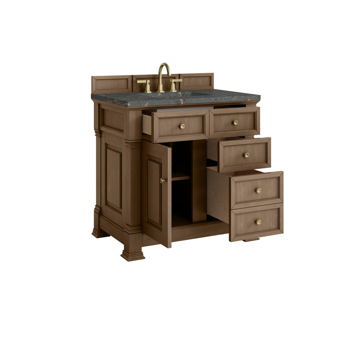 Brookfield 36" Single Vanity, Pecan w/ 3 CM Parisien Bleu Silestone®  Top