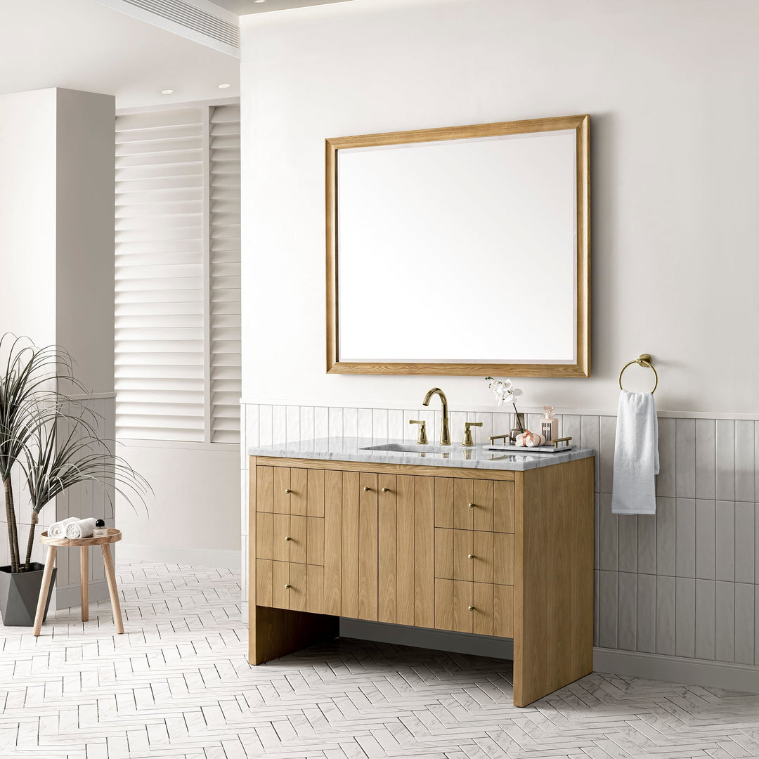 Hudson 48" Single Vanity, Light Natural Oak w/ 3 CM Arctic Fall Top