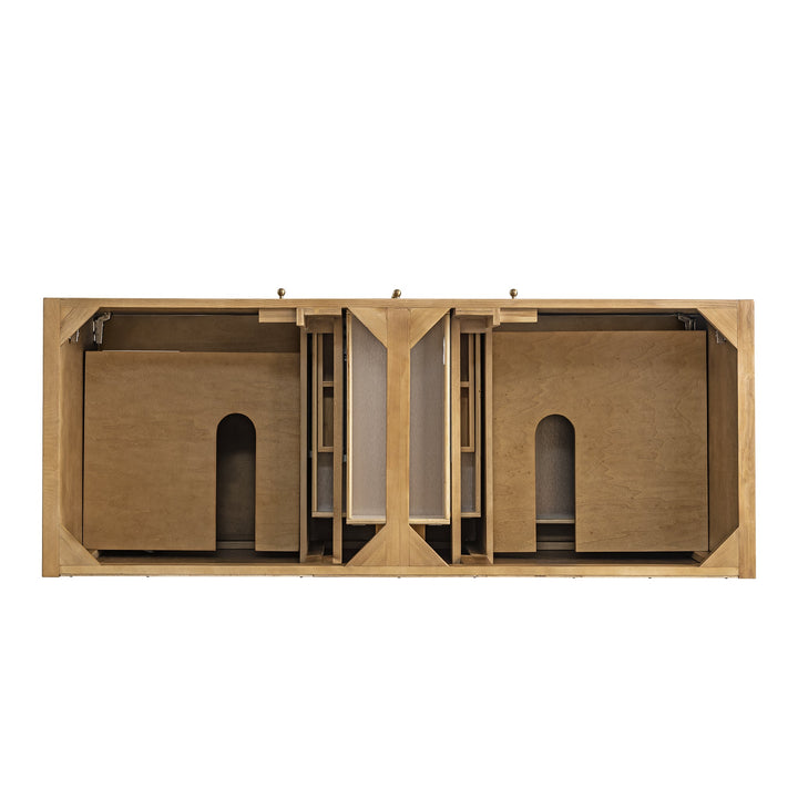 Hudson 60" Double Vanity, Light Natural Oak w/ 3 CM Carrara Marble Top