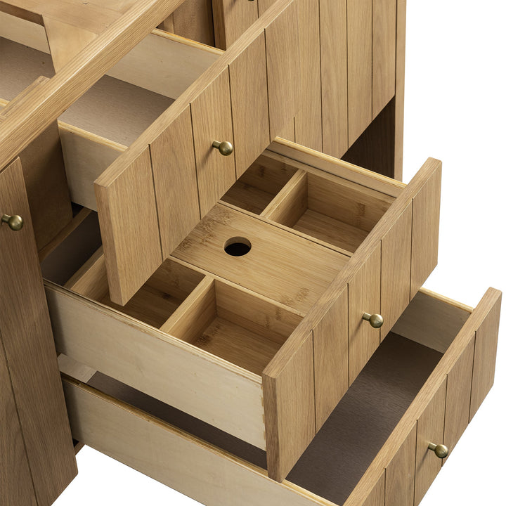 Hudson 60" Double Vanity, Light Natural Oak w/ 3 CM Eternal Marfil Top