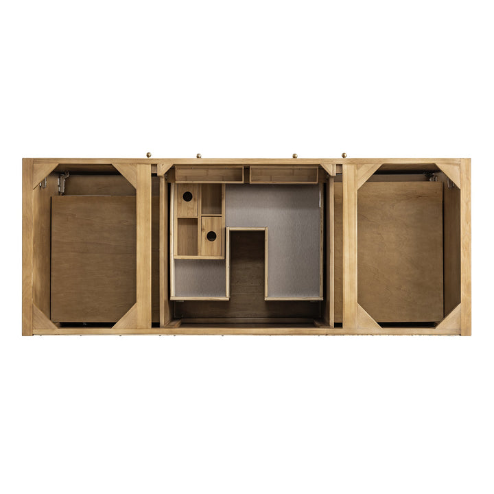 Hudson 60" Single Vanity, Light Natural Oak w/ 3 CM Ethereal Noctis Top w/ FreePower Wireless Charger